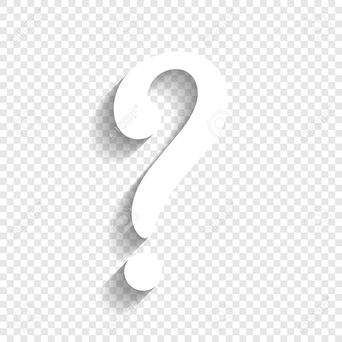 Question mark sign. Vector. White icon with soft shadow on transparent  background. – Defilangues